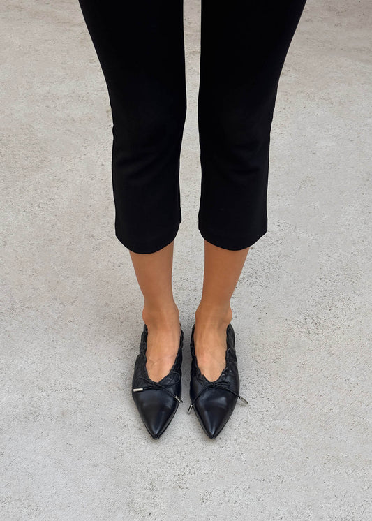 Arden Black Leather Ballet Flats