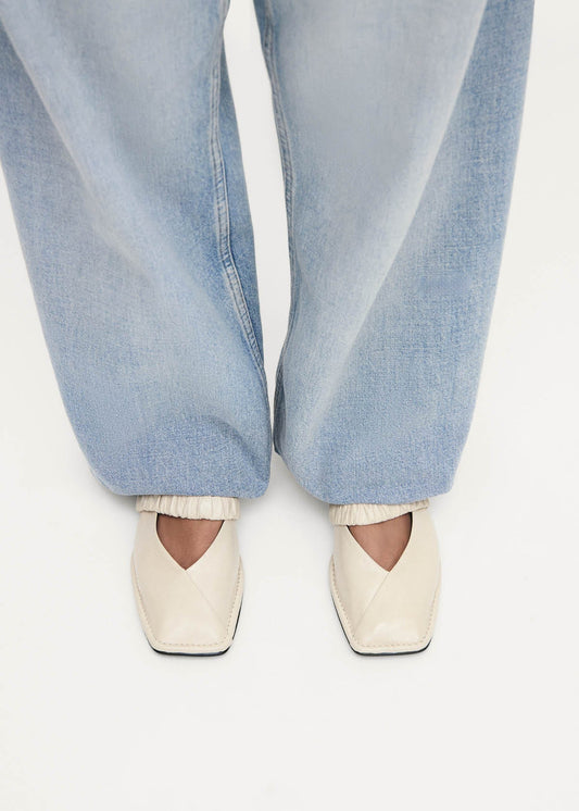 Lautan Cream Leather Ballet Flats