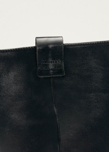 Sajan Vintage Effect Black Leather Boots