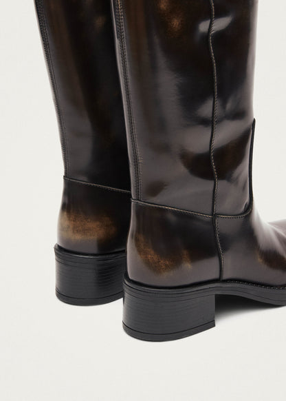 Sajan Vintage Effect Brown Leather Boots