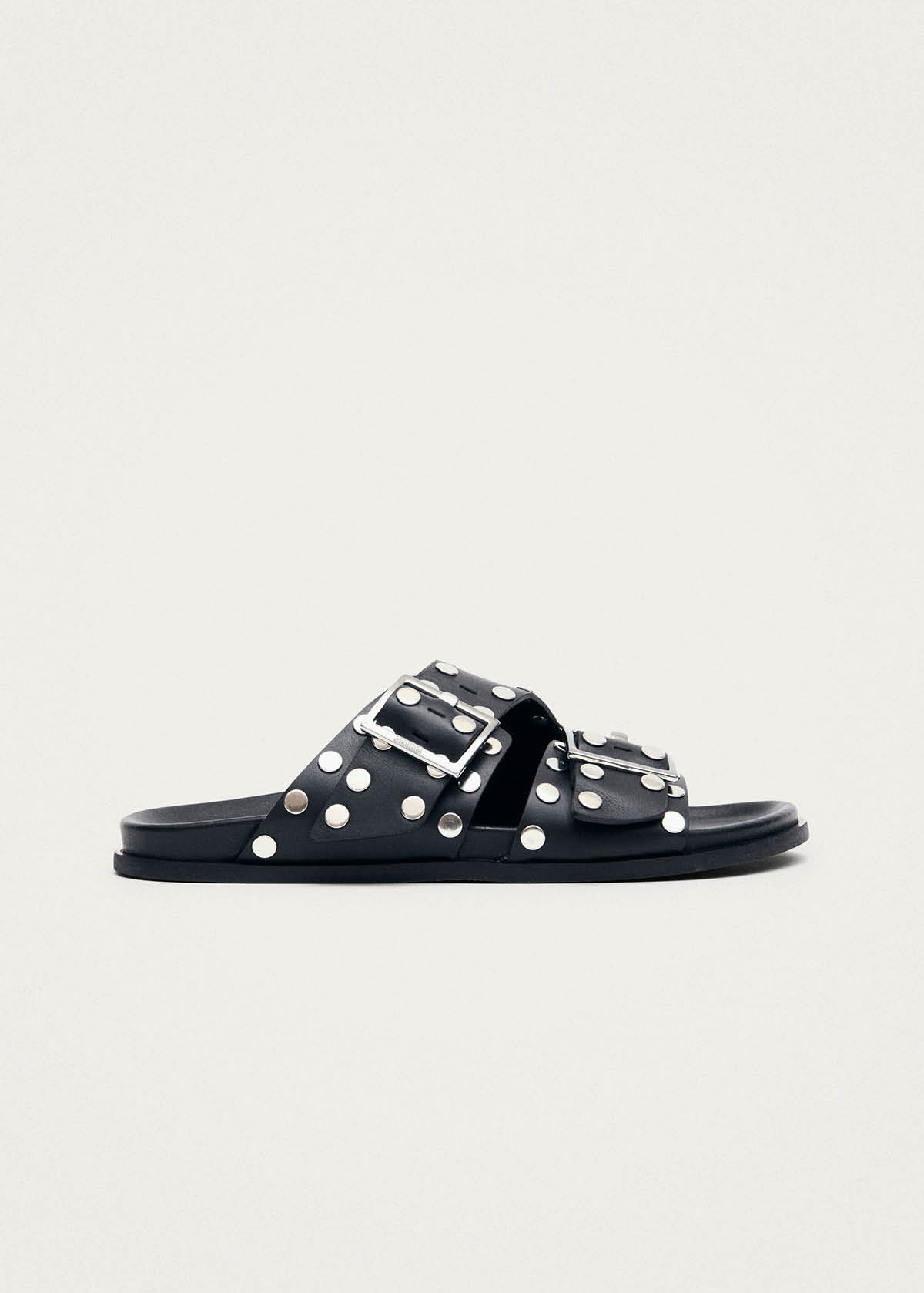 Alba Studs Black Leather Sandals