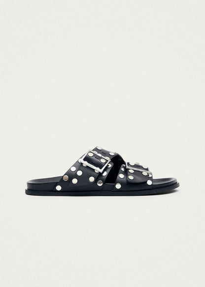 Alba Studs Black Leather Sandals
