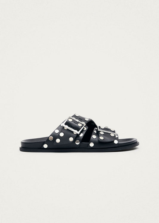 Alba Studs Black Leather Sandals