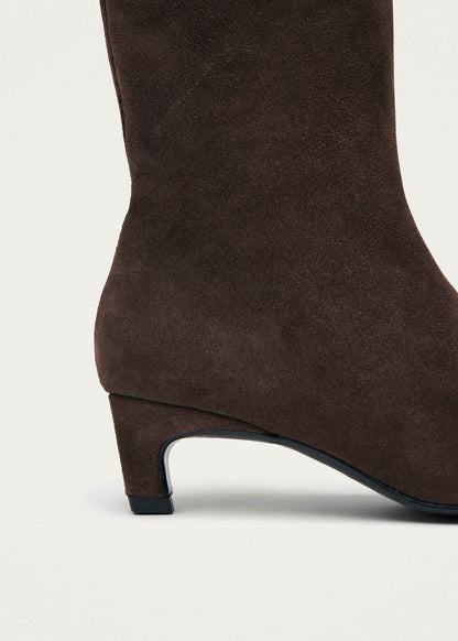 Ambar Suede Brown Leather Ankle Boots