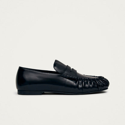 Aven Black Leather Loafers