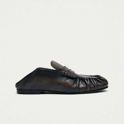 Aven Mule Vintage Effect Brown Leather Loafers