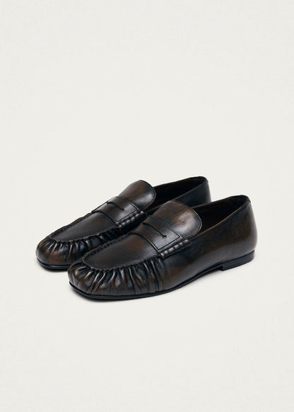 Aven Vintage Effect Brown Leather Loafers