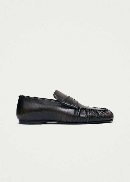 Aven Vintage Effect Brown Leather Loafers