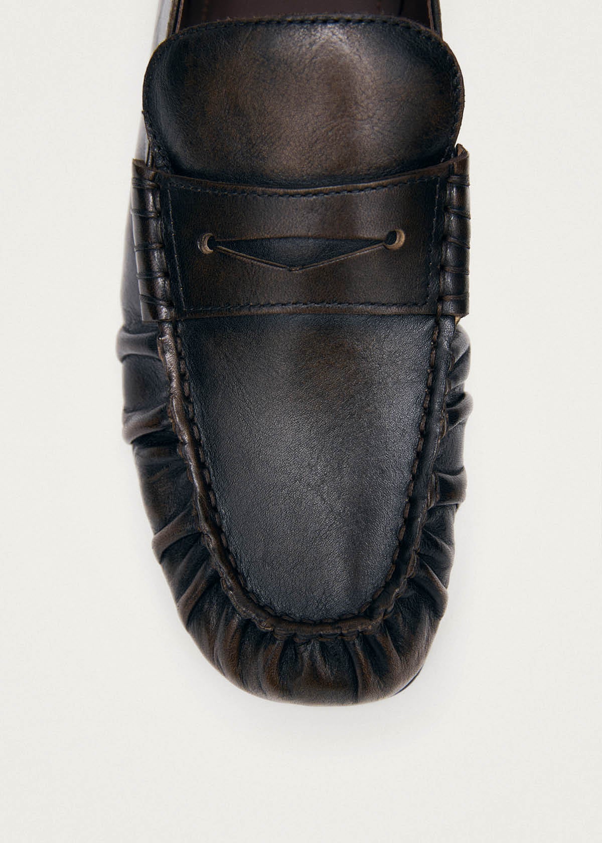 Aven Vintage Effect Brown Leather Loafers