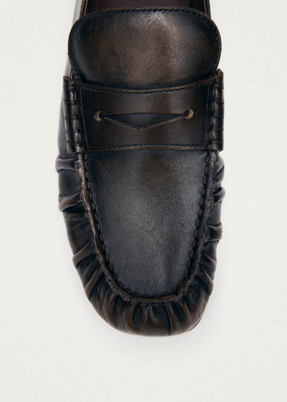 Aven Vintage Effect Brown Leather Loafers