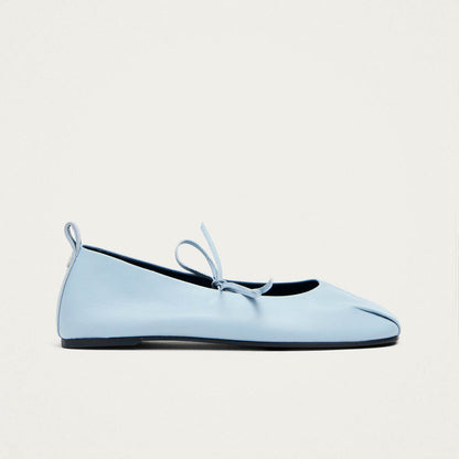 Elva Blue Leather Ballet Flats