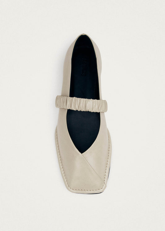 Lautan Cream Leather Ballet Flats