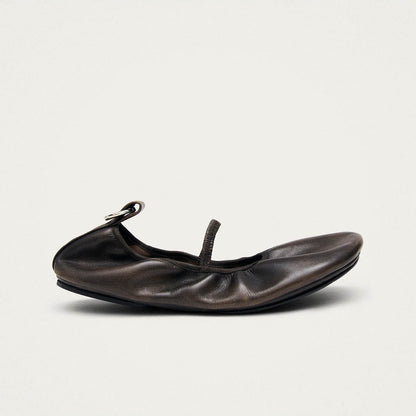 Naira Barefoot Vintage Effect Brown Leather Ballet Flats