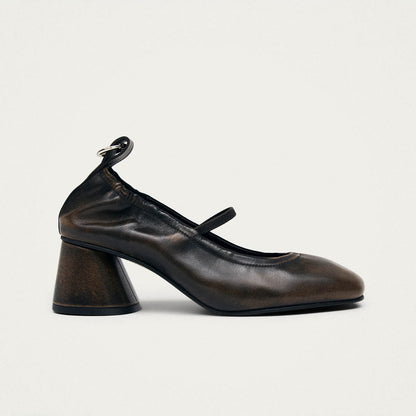 Rhiane Vintage Effect Brown Leather Pumps