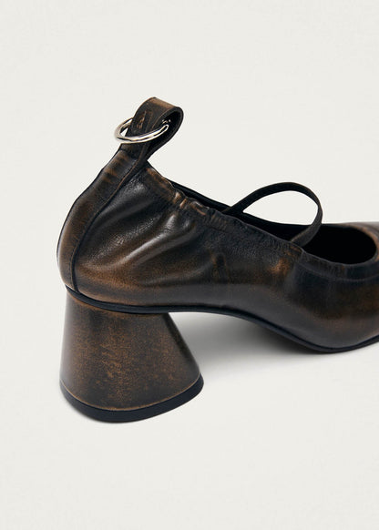 Rhiane Vintage Effect Brown Leather Pumps