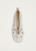 Rosalind All Studs Cream Leather Ballet Flats