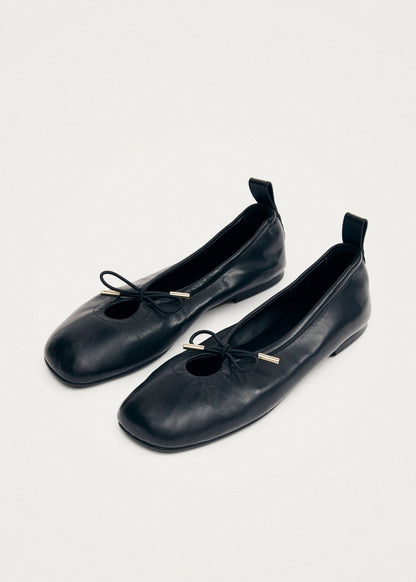 Rosalind Black Leather Ballet Flats