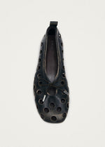 Rosalind Cut Out Vintage Effect Brown Leather Ballet Flats