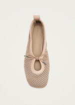 Rosalind Mesh Beige Leather Ballet Flats