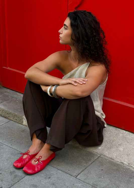 Rosalind Red Leather Ballet Flats