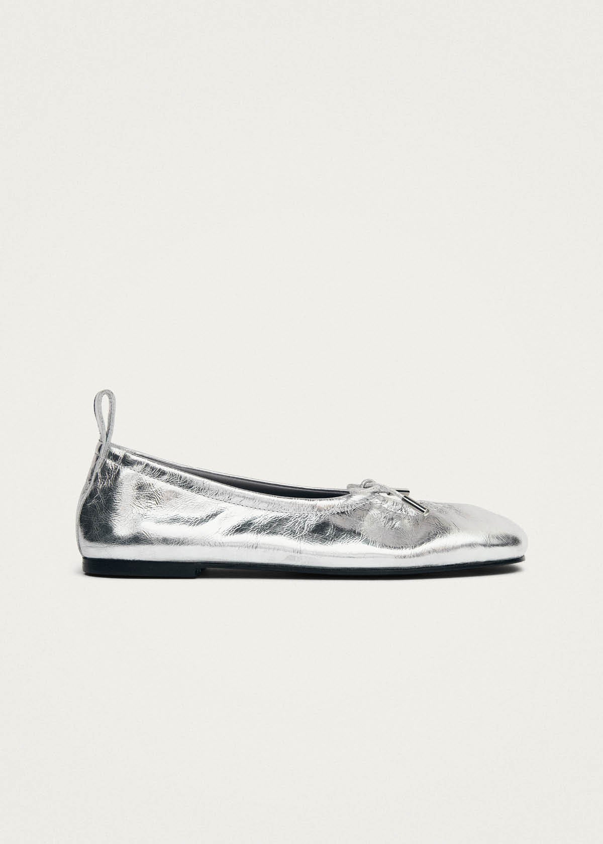 Rosalind Shimmer Silver Leather Ballet Flats
