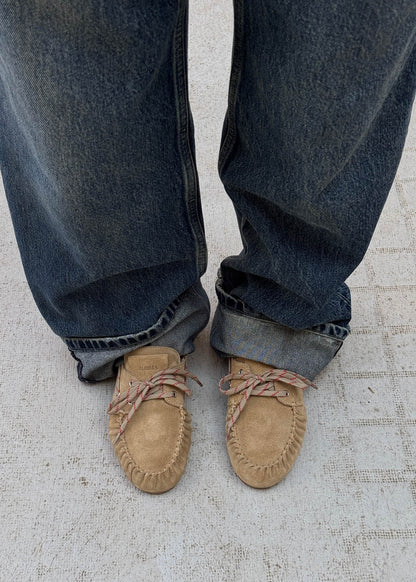 Rowan Sporty Suede Beige Leather Loafers