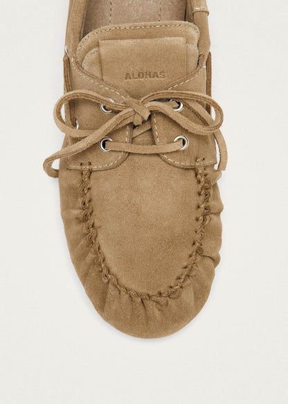 Rowan Suede Beige Leather Loafers
