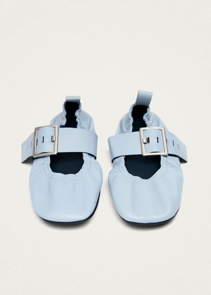 Sarea Blue Leather Ballet Flats