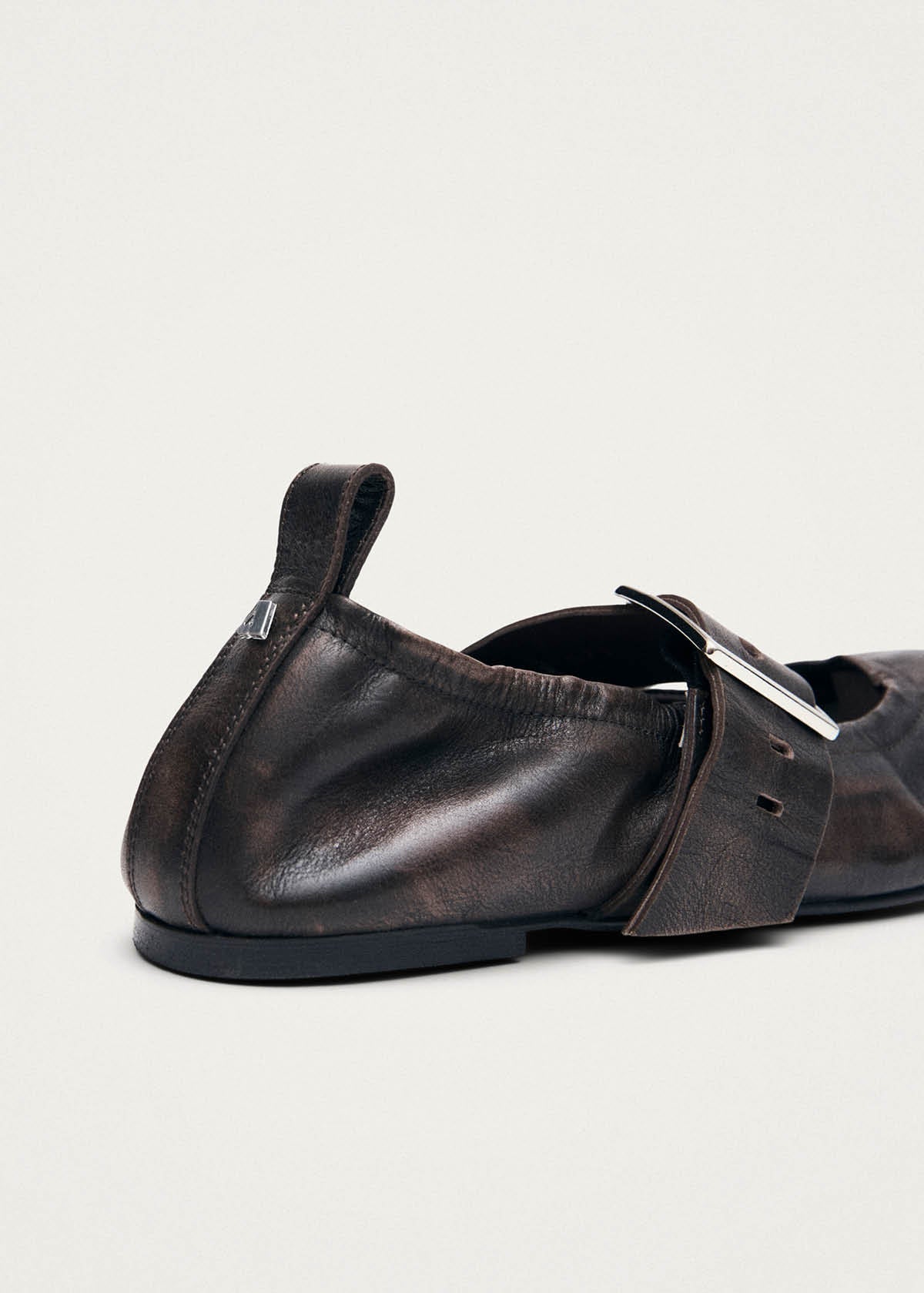 Sarea Vintage Effect Brown Leather Ballet Flats