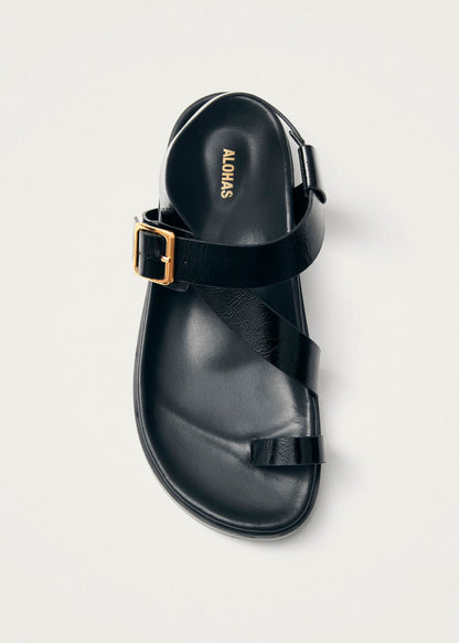 Siren Onix Black Leather Sandals