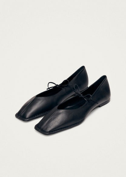 Sway Black Leather Ballet Flats