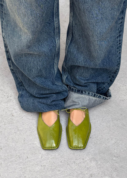 Sway Patent Green Leather Ballet Flats