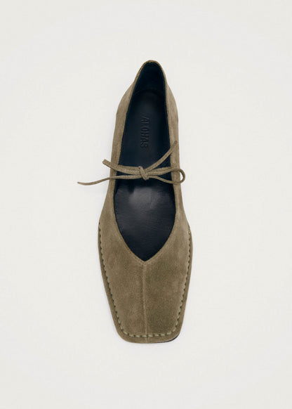 Sway Suede Khaki Leather Ballet Flats