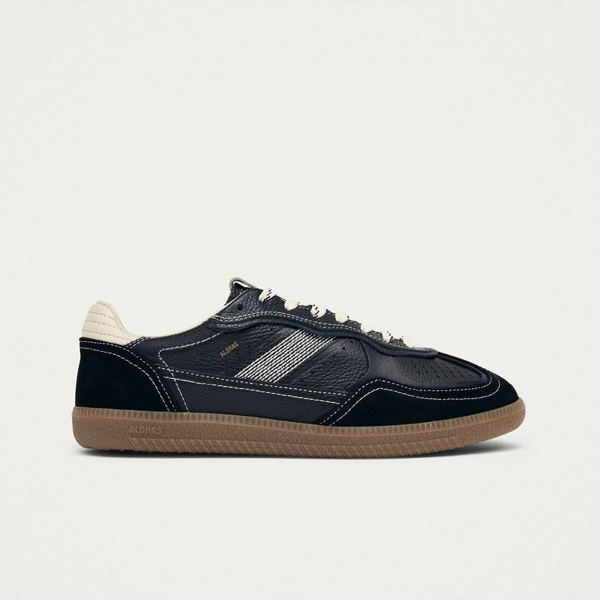Tb.490 Rife Grain Black & Cream Leather Sneakers