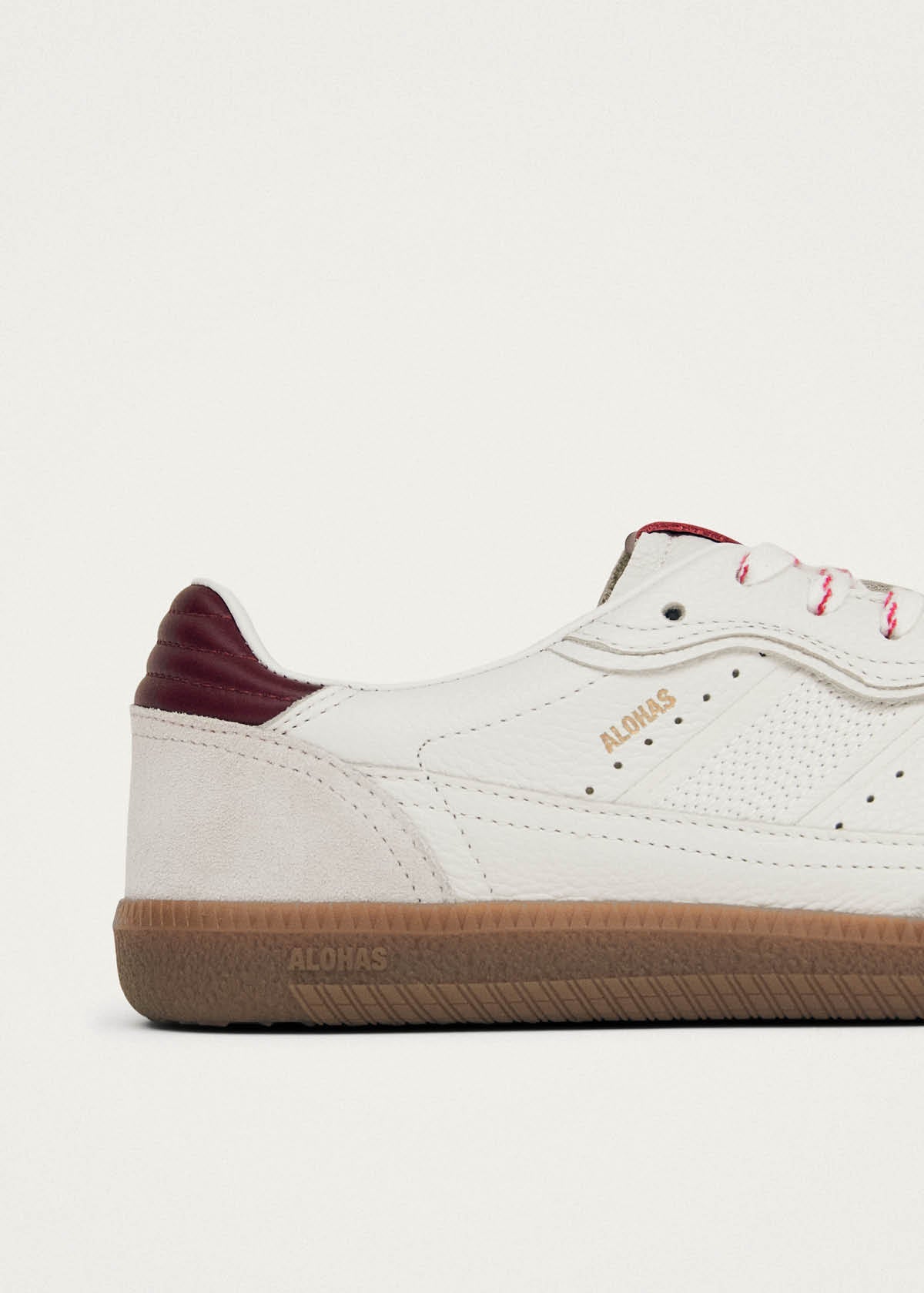 Tb.490 Rife Grain White Burgundy Leather Sneakers